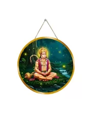 Lord Hanuman 12x12 Inch Round Religious Photo Frame | Spiritual Wall Decor For Home Temple, Pooja Room & Office | Divine Wall Art Picture For Worship, Meditation & Gift (F13324)