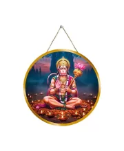 Lord Hanuman 12x12 Inch Round Religious Photo Frame | Spiritual Wall Decor For Home Temple, Pooja Room & Office | Divine Wall Art Picture For Worship, Meditation & Gift (F13325)