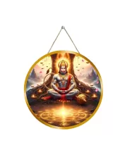 Lord Hanuman 12x12 Inch Round Religious Photo Frame | Spiritual Wall Decor For Home Temple, Pooja Room & Office | Divine Wall Art Picture For Worship, Meditation & Gift (F13326)