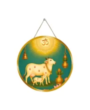 Gomatha 12x12 Inch Round Religious Photo Frame | Spiritual Wall Decor For Home Temple, Pooja Room & Office | Divine Wall Art Picture For Worship, Meditation & Gift (F13334)