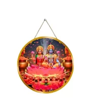 Lord Vishnu Lakshmi 12x12 Inch Round Religious Photo Frame | Spiritual Wall Decor For Home Temple, Pooja Room & Office | Divine Wall Art Picture For Worship, Meditation & Gift (F13337)