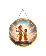 Lord Ganesha Karthikeya 12x12 Inch Round Religious Photo Frame | Spiritual Wall Decor For Home Temple, Pooja Room & Office | Divine Wall Art Picture For Worship, Meditation & Gift (F13340)