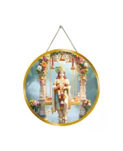 Lord Krishna 12x12 Inch Round Religious Photo Frame | Spiritual Wall Decor For Home Temple, Pooja Room & Office | Divine Wall Art Picture For Worship, Meditation & Gift (F13343)