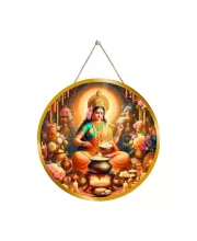 Goddess Annapurna Devi 12x12 Inch Round Religious Photo Frame | Spiritual Wall Decor For Home Temple, Pooja Room & Office | Divine Wall Art Picture For Worship, Meditation & Gift (F13345)