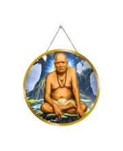 Swamji Samarth 12x12 Inch Round Religious Photo Frame | Spiritual Wall Decor For Home Temple, Pooja Room & Office | Divine Wall Art Picture For Worship, Meditation & Gift (F13346)