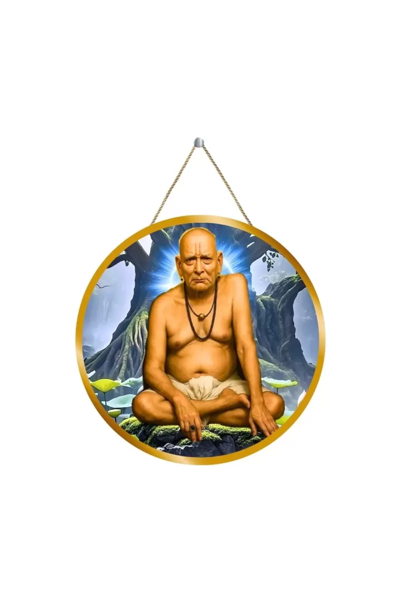 Swamji Samarth 12x12 Inch Round Religious Photo Frame | Spiritual Wall Decor For Home Temple, Pooja Room & Office | Divine Wall Art Picture For Worship, Meditation & Gift (F13346)