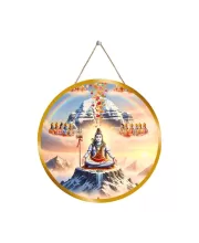Lord Shiva 12x12 Inch Round Religious Photo Frame | Spiritual Wall Decor For Home Temple, Pooja Room & Office | Divine Wall Art Picture For Worship, Meditation & Gift (F13347)