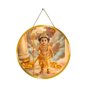 Lord Murugan 12x12 Inch Round Religious Photo Frame | Spiritual Wall Decor For Home Temple, Pooja Room & Office | Divine Wall Art Picture For Worship, Meditation & Gift (F13348)