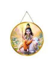 Lord Shiva 12x12 Inch Round Religious Photo Frame | Spiritual Wall Decor For Home Temple, Pooja Room & Office | Divine Wall Art Picture For Worship, Meditation & Gift (F13349)