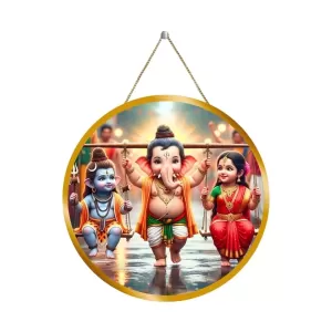 Lord Ganesha Carrying Shiva Parvathi 12x12 Inch Round Religious Photo Frame | Spiritual Wall Decor For Home Temple, Pooja Room & Office | Divine Wall Art Picture For Worship, Meditation & Gift (F13350) Lord Ganesha Carrying Shiva Parvathi 12x12 Inch Round Religious Photo Frame | Spiritual Wall Decor For Home Temple, Pooja Room & Office | Divine Wall Art Picture For Worship, Meditation & Gift (F13350)