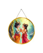 Radha Krishna 12x12 Inch Round Religious Photo Frame | Spiritual Wall Decor For Home Temple, Pooja Room & Office | Divine Wall Art Picture For Worship, Meditation & Gift (F13351)