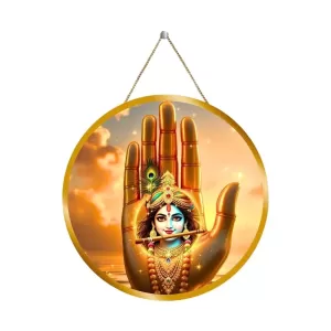 Lord Ganesha 12x12 Inch Round Religious Photo Frame | Spiritual Wall Decor For Home Temple, Pooja Room & Office | Divine Wall Art Picture For Worship, Meditation & Gift (F13352)