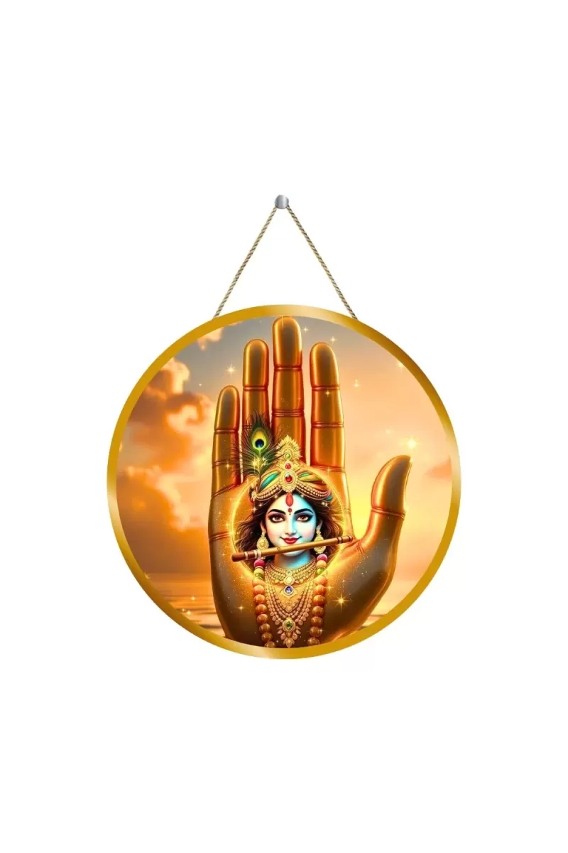 Lord Ganesha 12x12 Inch Round Religious Photo Frame | Spiritual Wall Decor For Home Temple, Pooja Room & Office | Divine Wall Art Picture For Worship, Meditation & Gift (F13352)