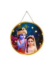 Radha Krishna 12x12 Inch Round Religious Photo Frame | Spiritual Wall Decor For Home Temple, Pooja Room & Office | Divine Wall Art Picture For Worship, Meditation & Gift (F13355)