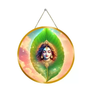 Lord Krishna On Leaf 12x12 Inch Round Religious Photo Frame | Spiritual Wall Decor For Home Temple, Pooja Room & Office | Divine Wall Art Picture For Worship, Meditation & Gift (F13357) Lord Krishna On Leaf 12x12 Inch Round Religious Photo Frame | Spiritual Wall Decor For Home Temple, Pooja Room & Office | Divine Wall Art Picture For Worship, Meditation & Gift (F13357)