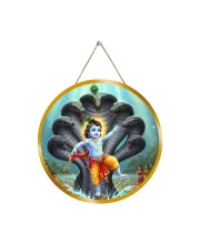 Lord Vishnu 12x12 Inch Round Religious Photo Frame | Spiritual Wall Decor For Home Temple, Pooja Room & Office | Divine Wall Art Picture For Worship, Meditation & Gift (F13360)