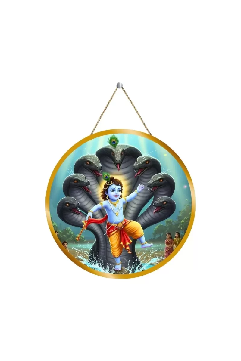 Lord Vishnu 12x12 Inch Round Religious Photo Frame | Spiritual Wall Decor For Home Temple, Pooja Room & Office | Divine Wall Art Picture For Worship, Meditation & Gift (F13360)