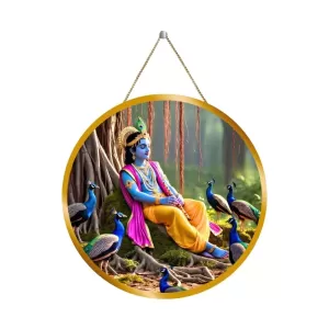 Lord Krishna 12x12 Inch Round Religious Photo Frame | Spiritual Wall Decor For Home Temple, Pooja Room & Office | Divine Wall Art Picture For Worship, Meditation & Gift (F13361) Lord Krishna 12x12 Inch Round Religious Photo Frame | Spiritual Wall Decor For Home Temple, Pooja Room & Office | Divine Wall Art Picture For Worship, Meditation & Gift (F13361)