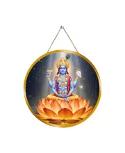 Lord Vishnu 12x12 Inch Round Religious Photo Frame | Spiritual Wall Decor For Home Temple, Pooja Room & Office | Divine Wall Art Picture For Worship, Meditation & Gift (F13364)