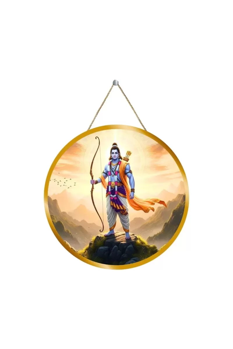 Lord Rama 12x12 Inch Round Religious Photo Frame | Spiritual Wall Decor For Home Temple, Pooja Room & Office | Divine Wall Art Picture For Worship, Meditation & Gift (F13366)