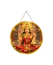 Goddess Lakshmi 12x12 Inch Round Religious Photo Frame | Spiritual Wall Decor For Home Temple, Pooja Room & Office | Divine Wall Art Picture For Worship, Meditation & Gift (F13368)