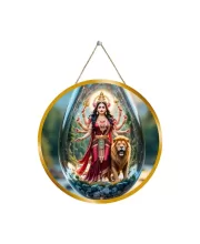 Durga Matha 12x12 Inch Round Religious Photo Frame | Spiritual Wall Decor For Home Temple, Pooja Room & Office | Divine Wall Art Picture For Worship, Meditation & Gift (F13370)