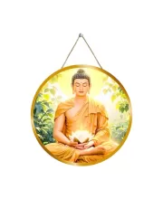 Serene Buddha 12x12 Inch Round Religious Photo Frame | Spiritual Wall Decor For Home Temple, Pooja Room & Office | Divine Wall Art Picture For Worship, Meditation & Gift (F13374)