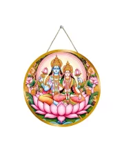 Lord Vishnu Lakshmi 12x12 Inch Round Religious Photo Frame | Spiritual Wall Decor For Home Temple, Pooja Room & Office | Divine Wall Art Picture For Worship, Meditation & Gift (F13376)