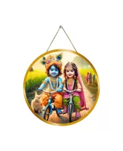 Radha Krishna 12x12 Inch Round Religious Photo Frame | Spiritual Wall Decor For Home Temple, Pooja Room & Office | Divine Wall Art Picture For Worship, Meditation & Gift (F13377)