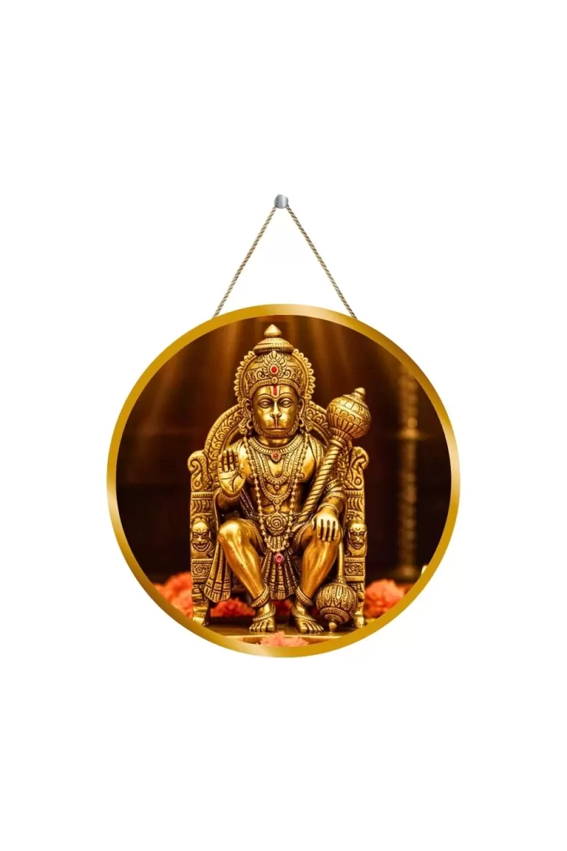 Lord Hanuman 12x12 Inch Round Religious Photo Frame | Spiritual Wall Decor For Home Temple, Pooja Room & Office | Divine Wall Art Picture For Worship, Meditation & Gift (F13381)