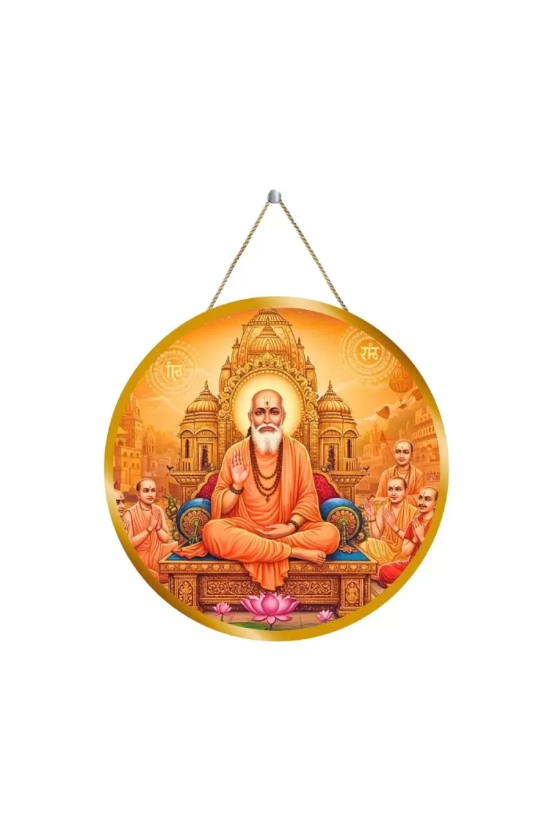 Swami Samarth 12x12 Inch Round Religious Photo Frame | Spiritual Wall Decor For Home Temple, Pooja Room & Office | Divine Wall Art Picture For Worship, Meditation & Gift (F13382)