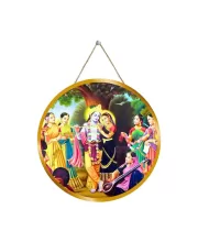 Radha Krishna 12x12 Inch Round Religious Photo Frame | Spiritual Wall Decor For Home Temple, Pooja Room & Office | Divine Wall Art Picture For Worship, Meditation & Gift (F13398)