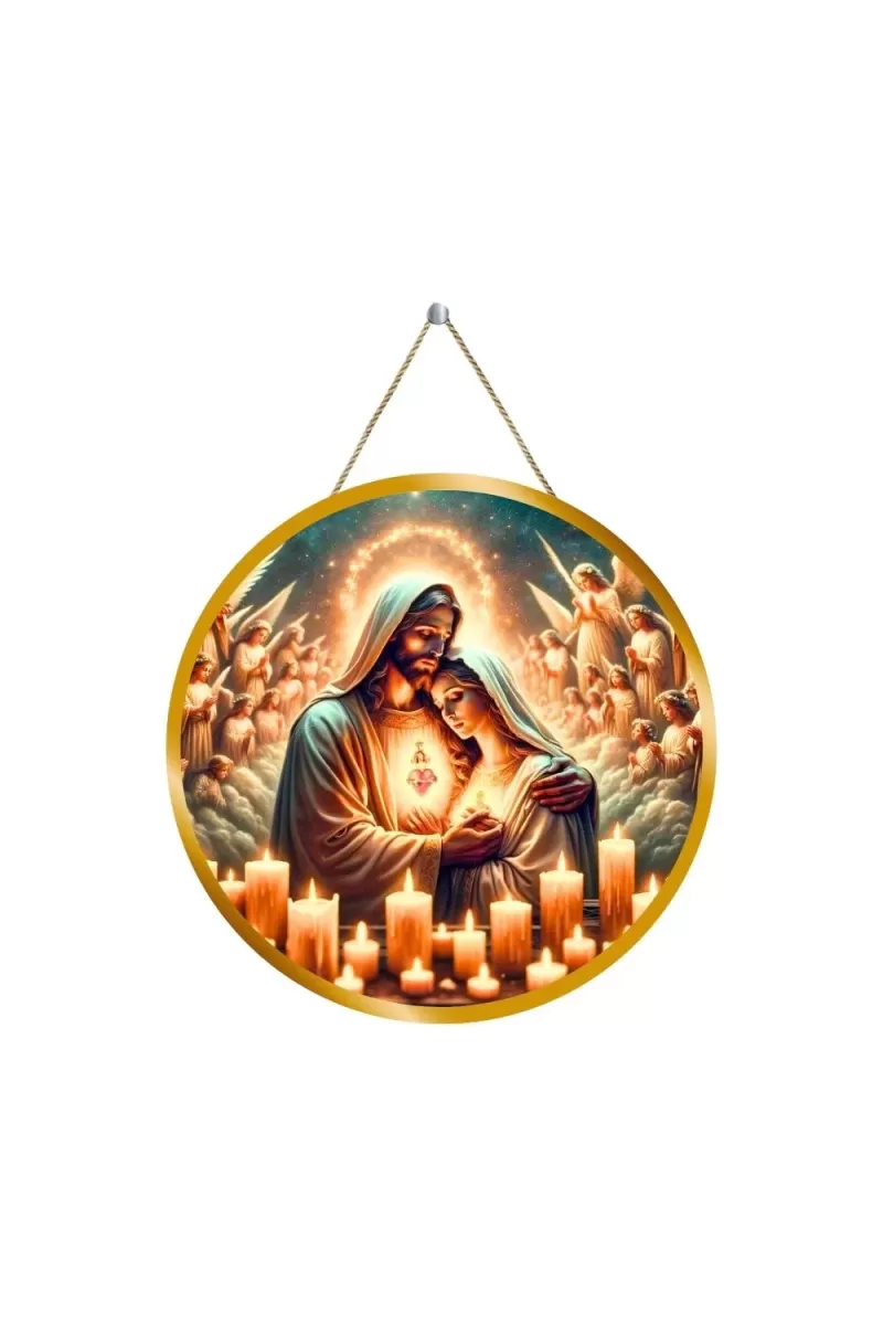 Jesus 12x12 Inch Round Religious Photo Frame | Spiritual Wall Decor For Home Temple, Pooja Room & Office | Divine Wall Art Picture For Worship, Meditation & Gift (F13400)