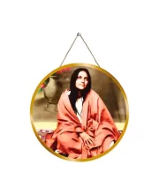 Anandamayi Maa 12x12 Inch Round Religious Photo Frame | Spiritual Wall Decor For Home Temple, Pooja Room & Office | Divine Wall Art Picture For Worship, Meditation & Gift (F13403)