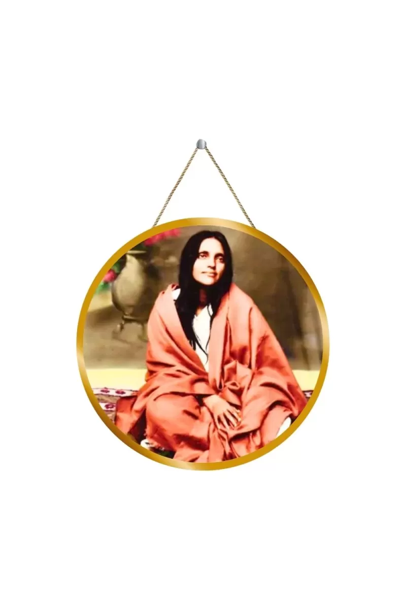 Anandamayi Maa 12x12 Inch Round Religious Photo Frame | Spiritual Wall Decor For Home Temple, Pooja Room & Office | Divine Wall Art Picture For Worship, Meditation & Gift (F13403)