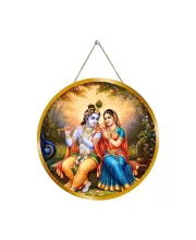 Radha Krishna 12x12 Inch Round Religious Photo Frame | Spiritual Wall Decor For Home Temple, Pooja Room & Office | Divine Wall Art Picture For Worship, Meditation & Gift (F13410)