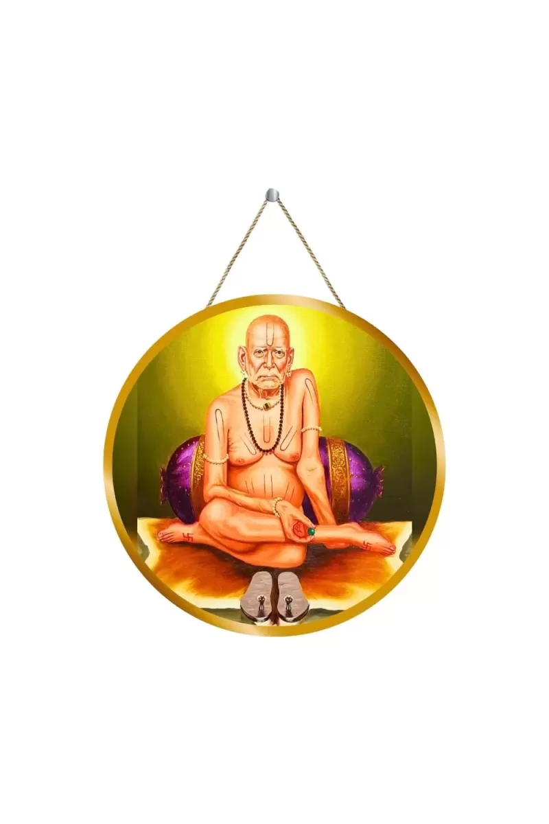 Swami Samarth 12x12 Inch Round Religious Photo Frame | Spiritual Wall Decor For Home Temple, Pooja Room & Office | Divine Wall Art Picture For Worship, Meditation & Gift (F13413)