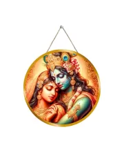 Radha Krishna 12x12 Inch Round Religious Photo Frame | Spiritual Wall Decor For Home Temple, Pooja Room & Office | Divine Wall Art Picture For Worship, Meditation & Gift (F13415)