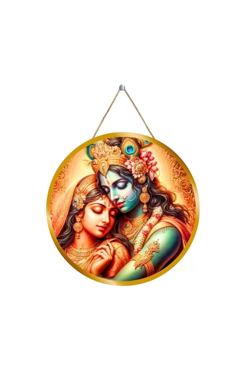 Radha Krishna 12x12 Inch Round Religious Photo Frame | Spiritual Wall Decor For Home Temple, Pooja Room & Office | Divine Wall Art Picture For Worship, Meditation & Gift (F13415)