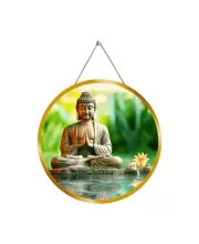 Serene Buddha 12x12 Inch Round Religious Photo Frame | Spiritual Wall Decor For Home Temple, Pooja Room & Office | Divine Wall Art Picture For Worship, Meditation & Gift (F13418)