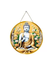 Serene Buddha 12x12 Inch Round Religious Photo Frame | Spiritual Wall Decor For Home Temple, Pooja Room & Office | Divine Wall Art Picture For Worship, Meditation & Gift (F13420)
