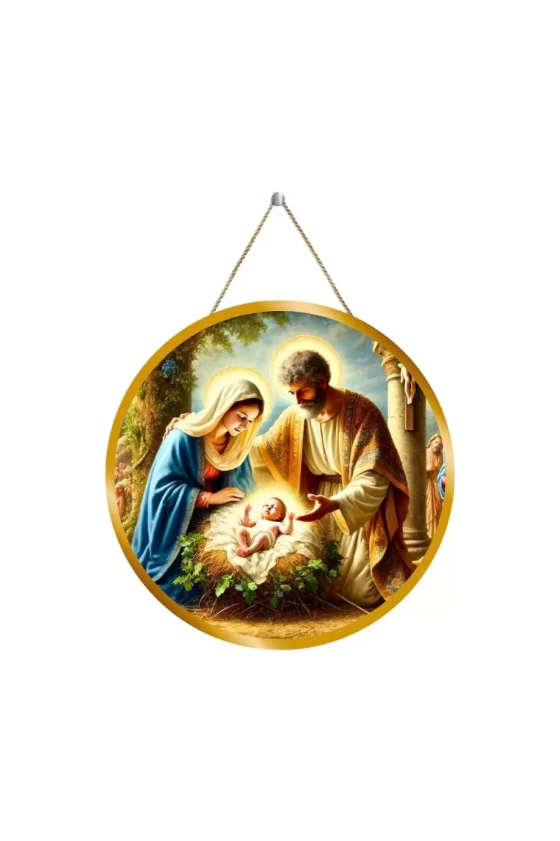 Lord Jesus 12x12 Inch Round Religious Photo Frame | Spiritual Wall Decor For Home Temple, Pooja Room & Office | Divine Wall Art Picture For Worship, Meditation & Gift (F13422)