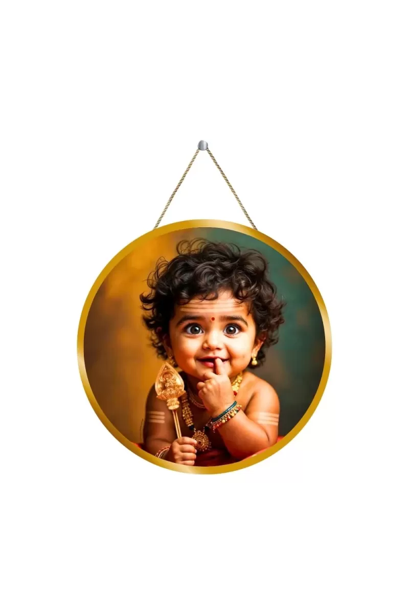 Lord Murugan 12x12 Inch Round Religious Photo Frame | Spiritual Wall Decor For Home Temple, Pooja Room & Office | Divine Wall Art Picture For Worship, Meditation & Gift (F13424)