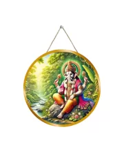 Lord Ganesha 12x12 Inch Round Religious Photo Frame | Spiritual Wall Decor For Home Temple, Pooja Room & Office | Divine Wall Art Picture For Worship, Meditation & Gift (F13425)