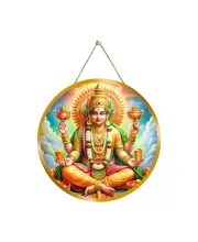 God Kubera 12x12 Inch Round Religious Photo Frame | Spiritual Wall Decor For Home Temple, Pooja Room & Office | Divine Wall Art Picture For Worship, Meditation & Gift (F13428)