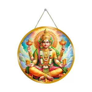 God Kubera 12x12 Inch Round Religious Photo Frame | Spiritual Wall Decor For Home Temple, Pooja Room & Office | Divine Wall Art Picture For Worship, Meditation & Gift (F13428)