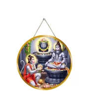 Lord Shiva And Hanuman 12x12 Inch Round Religious Photo Frame | Spiritual Wall Decor For Home Temple, Pooja Room & Office | Divine Wall Art Picture For Worship, Meditation & Gift (F13429)