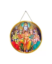 Lord Shiva And Parvathi Pariwar 12x12 Inch Round Religious Photo Frame | Spiritual Wall Decor For Home Temple, Pooja Room & Office | Divine Wall Art Picture For Worship, Meditation & Gift (F13434)