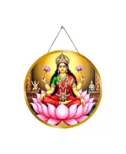 Goddess Lakshmi 12x12 Inch Round Religious Photo Frame | Spiritual Wall Decor For Home Temple, Pooja Room & Office | Divine Wall Art Picture For Worship, Meditation & Gift (F13437)