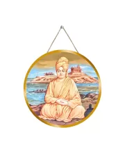 Swami  Vivekananda 12x12 Inch Round Religious Photo Frame | Spiritual Wall Decor For Home Temple, Pooja Room & Office | Divine Wall Art Picture For Worship, Meditation & Gift (F13443)